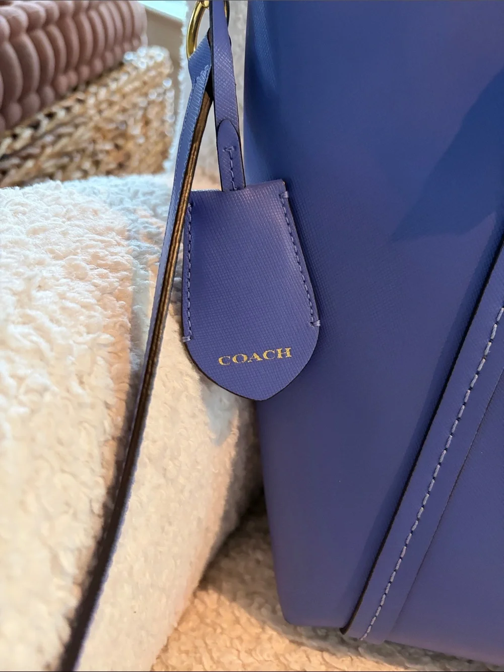 Coach Peyton Rare Periwinkle Leather Tote with Detachable Crossbody Strap